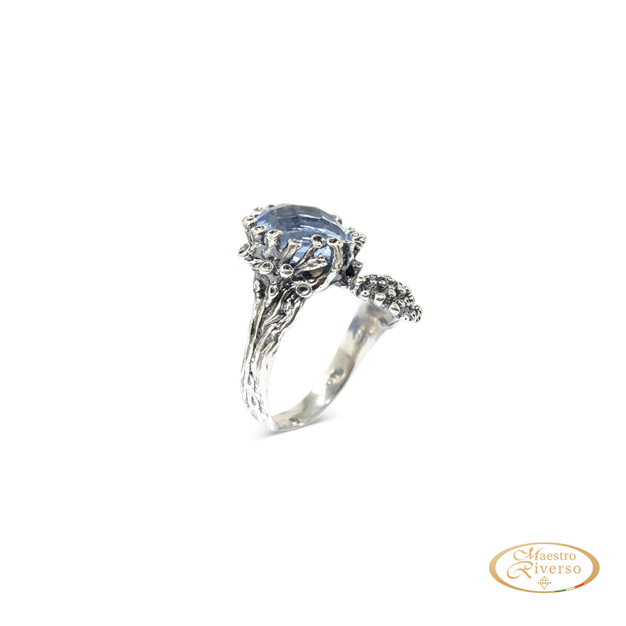 Anello Medusa AnMds04 Topazio Azzurro