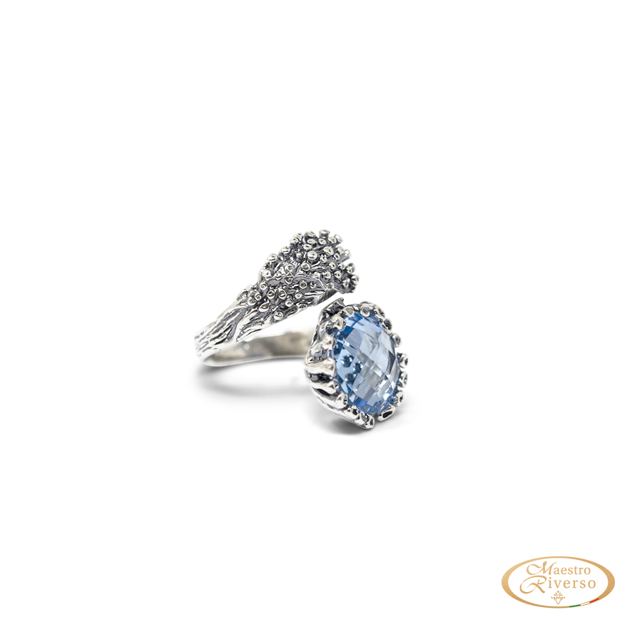 Anello Medusa AnMds04 Topazio Azzurro