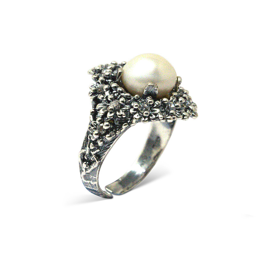 Alternative view of Anello Primule D'Argento AnPrm05-Perla