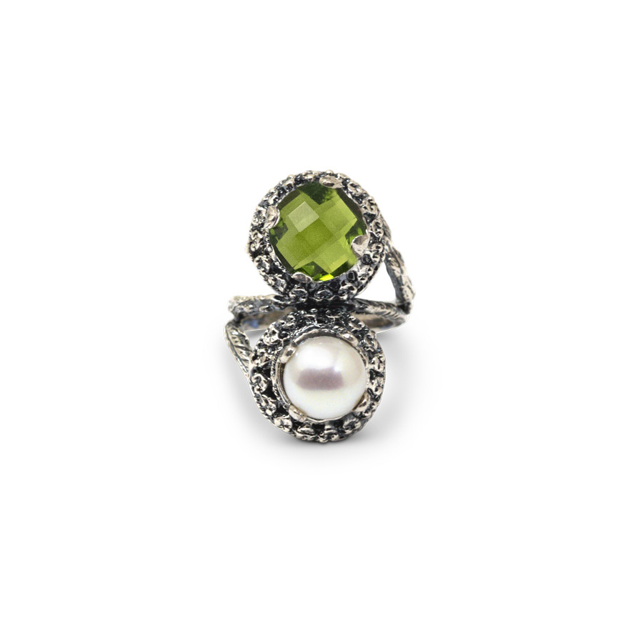 Anello Cumeja AnCmj02 Peridoto-Perla
