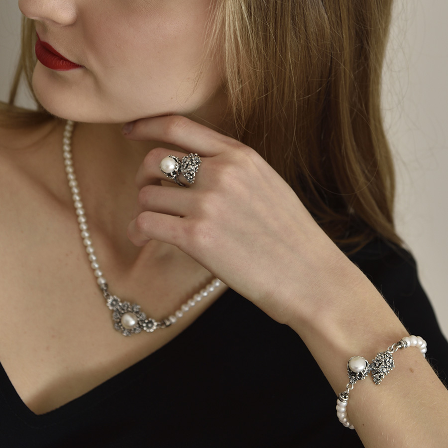 Alternative view of Bracciale Primule D'Argento BrPPrm04-Perla