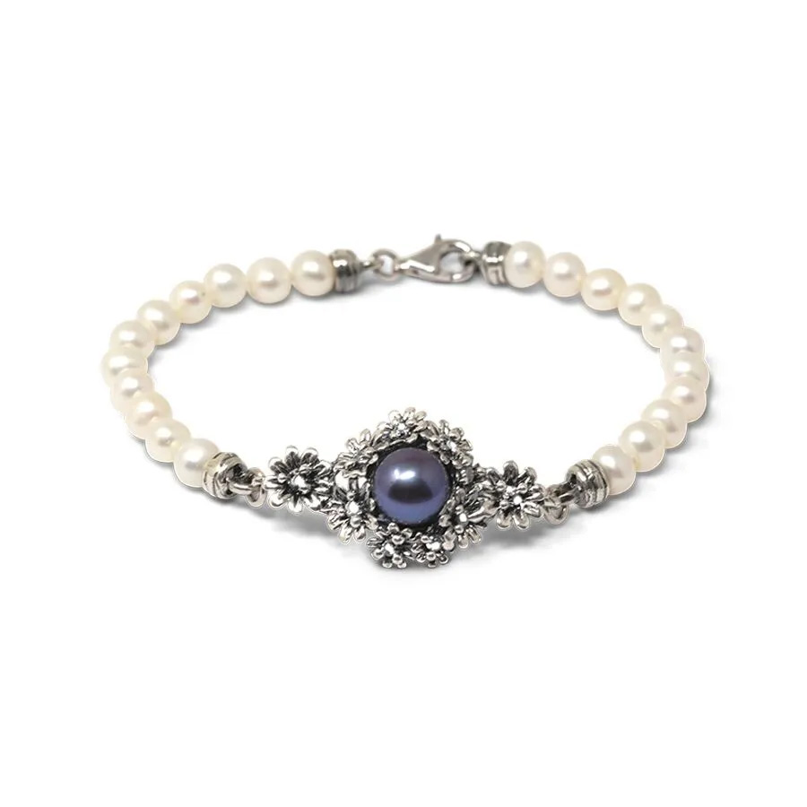 Bracciale Primule D'Argento BrPPrm05-Perla Nera