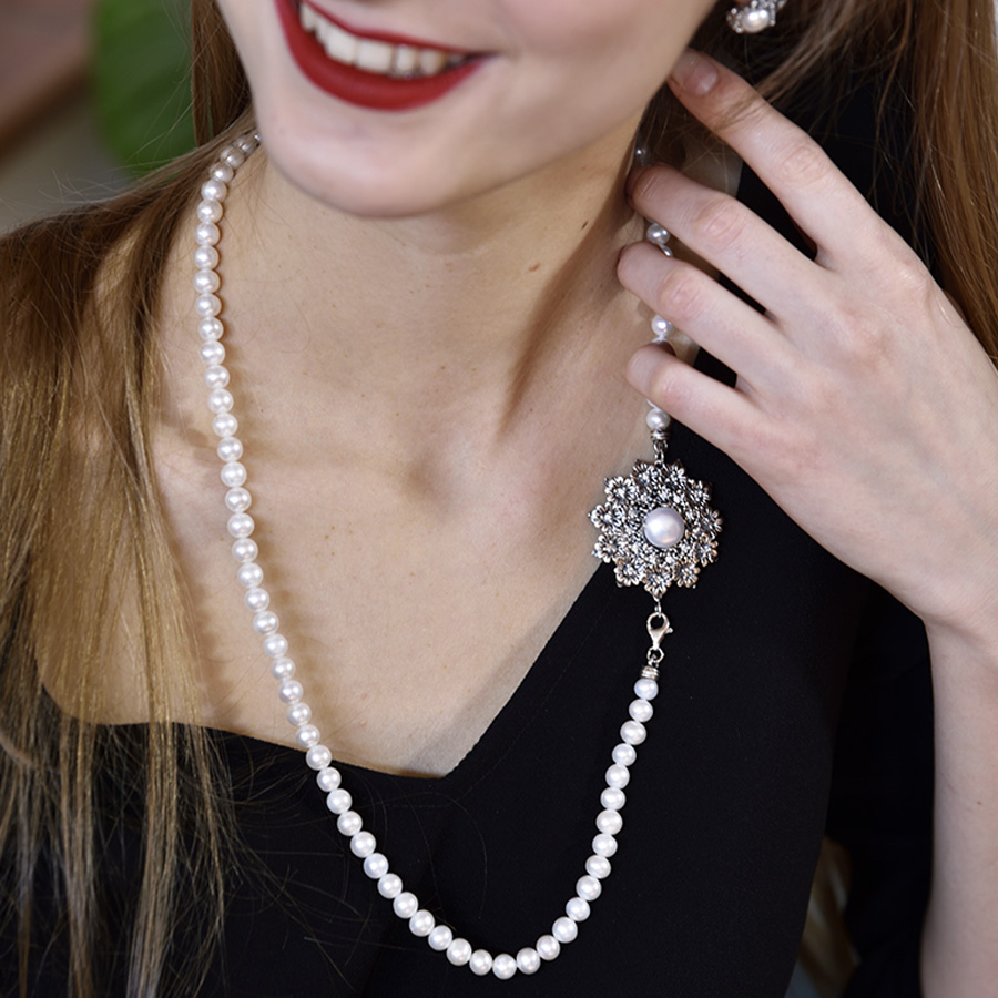 Collana Primule D'Argento ColPPrm08-Perla - immagine 3