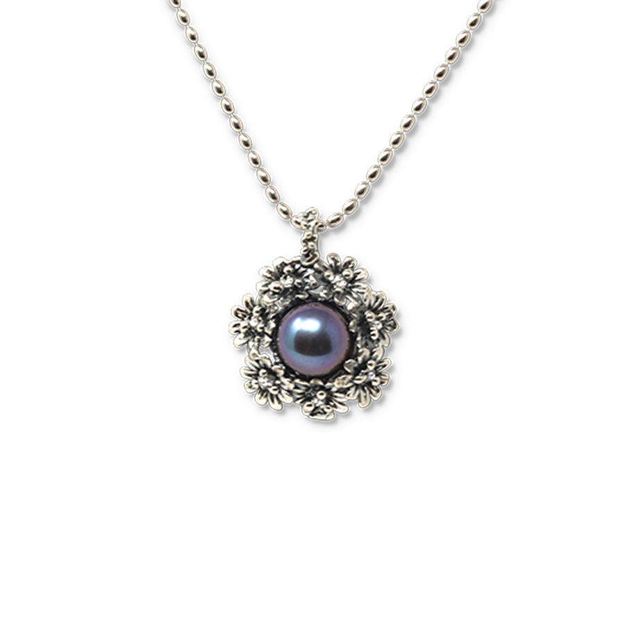 Collana Primule D'Argento Prm05-Perla Nera