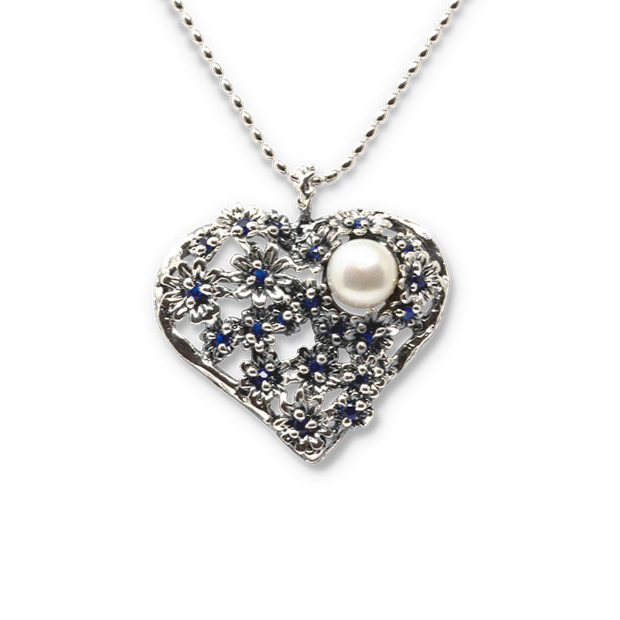 Collana Primule D'Argento PrmCuore-Perla