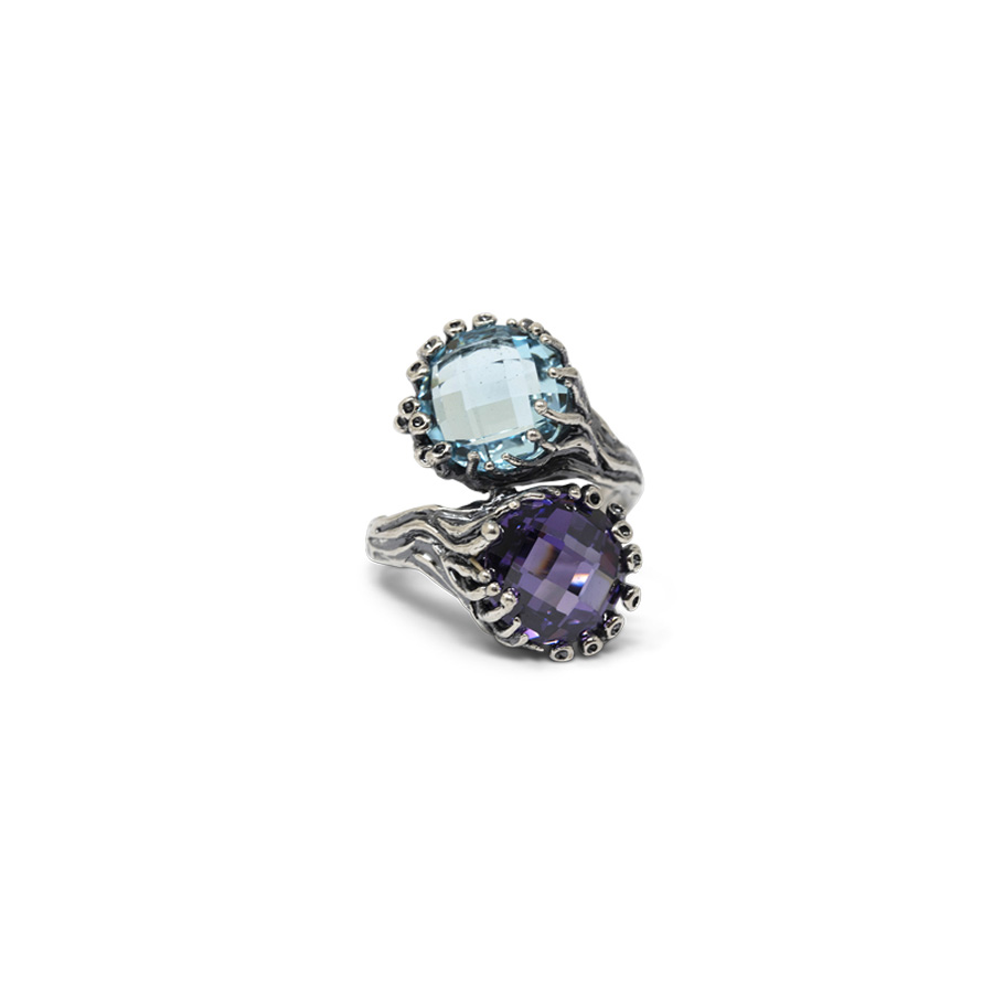 Anello Medusa AnMDS03 Ametista-Acqua Marina