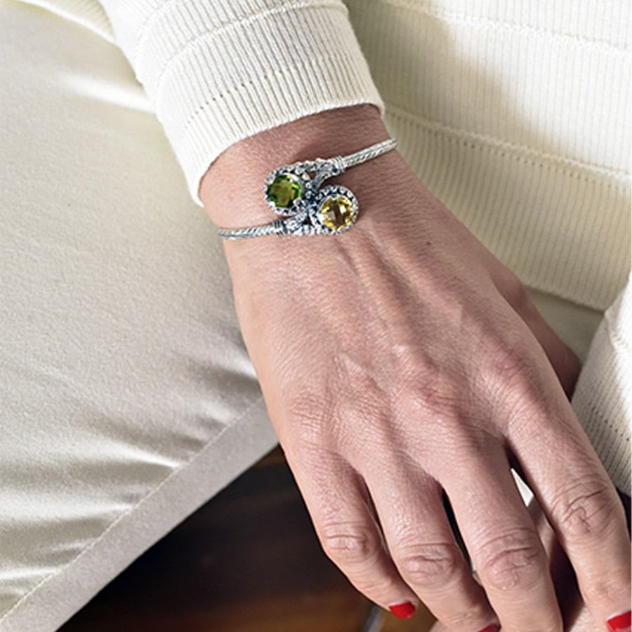 Alternative view of Bracciale Cumeja BrCmj02 Perla-Peridoto
