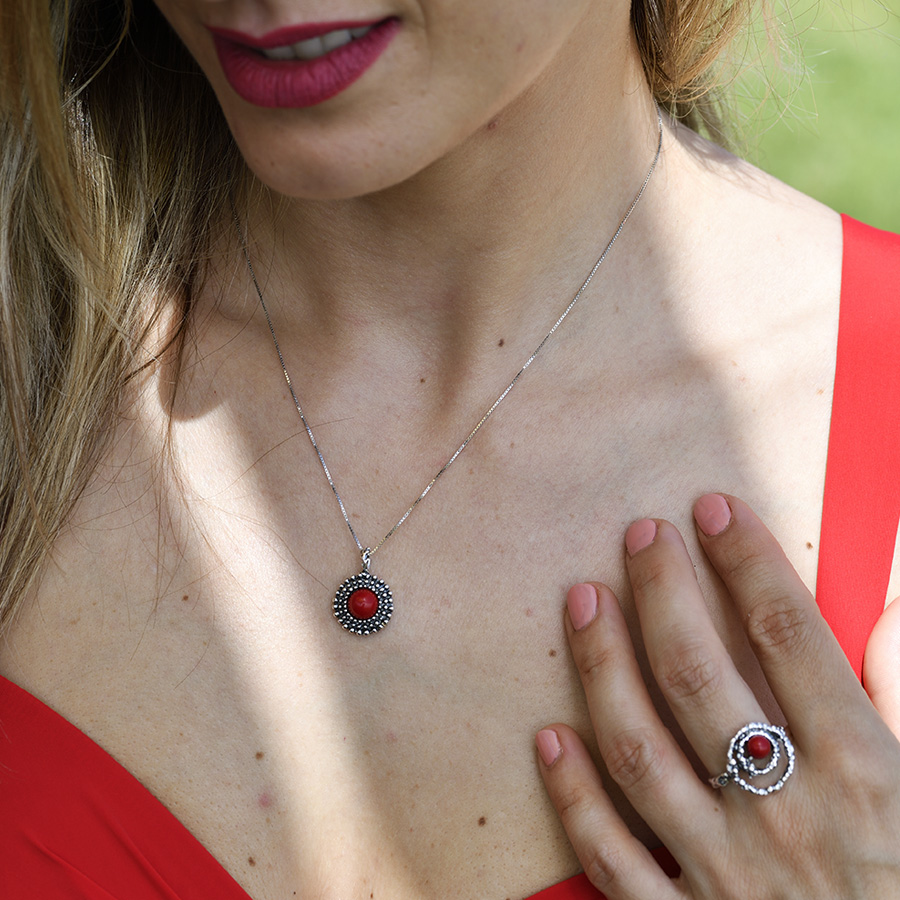Alternative view of Collana Ricci Di Mare Rm01-Corallo